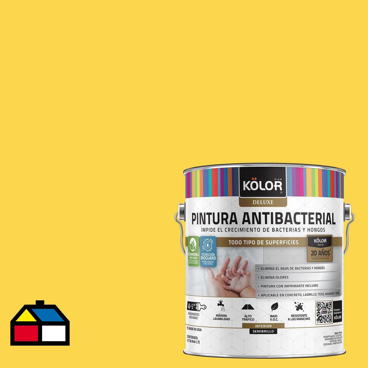 KOLOR - Pintura Antimicrobiana 1 galón(es) Semibrillante Amarillo Molise
