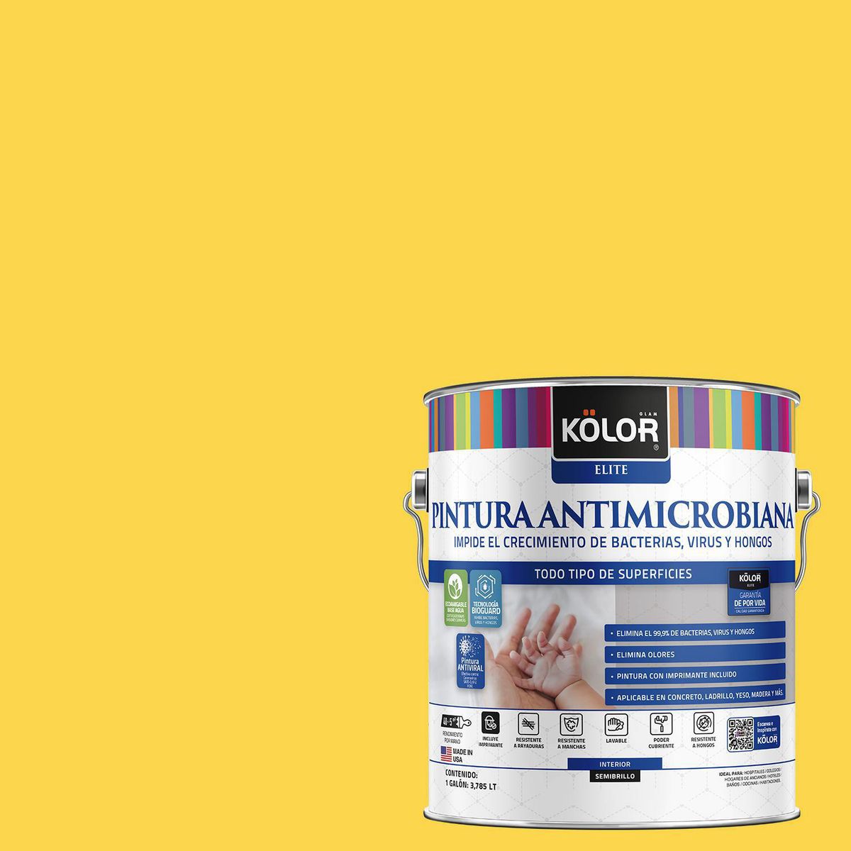 KOLOR - Pintura Antimicrobiana 1 galón(es) Semibrillante Amarillo Molise