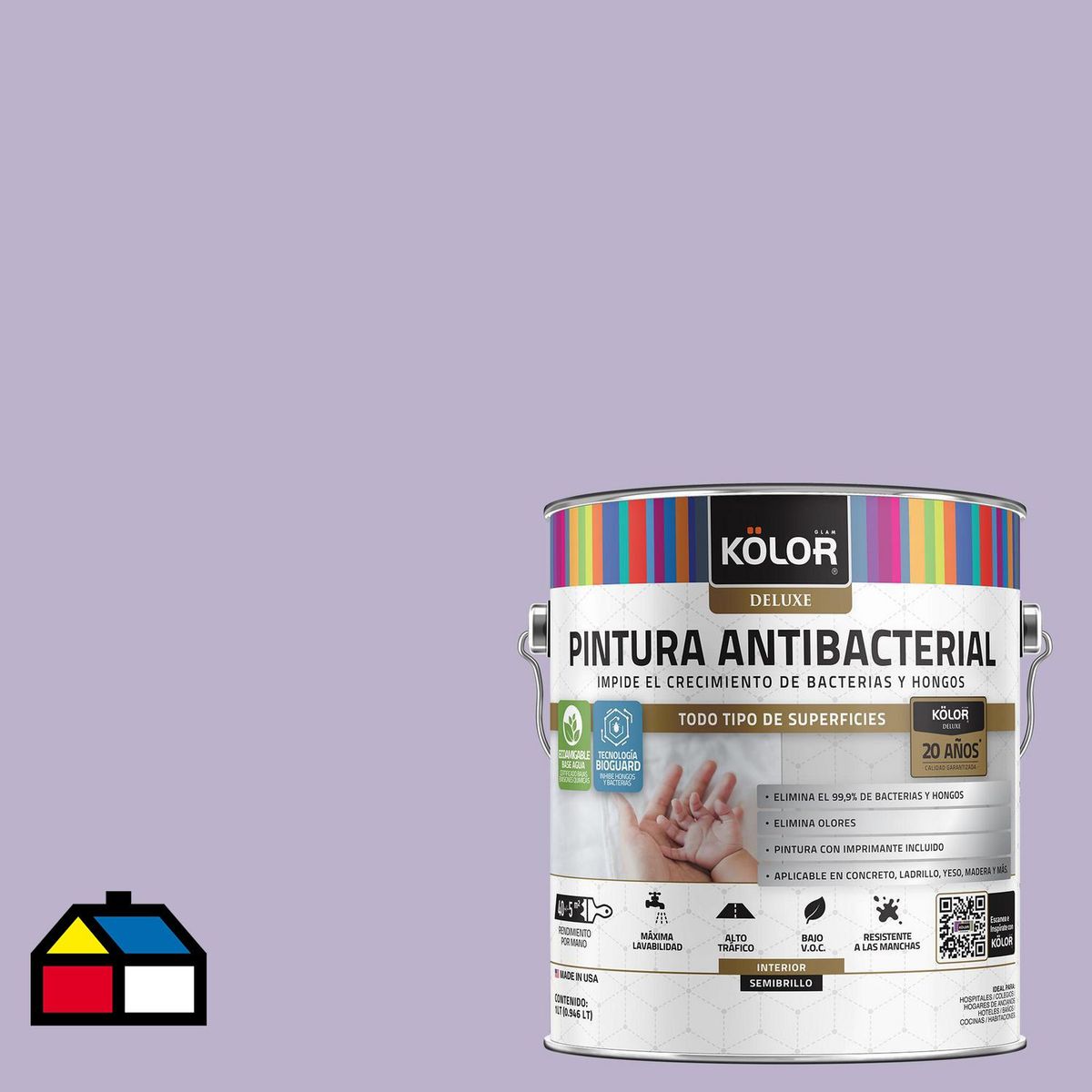 KOLOR - Pintura Antimicrobiana 1 galón(es) Semibrillante Púrpura Portugal