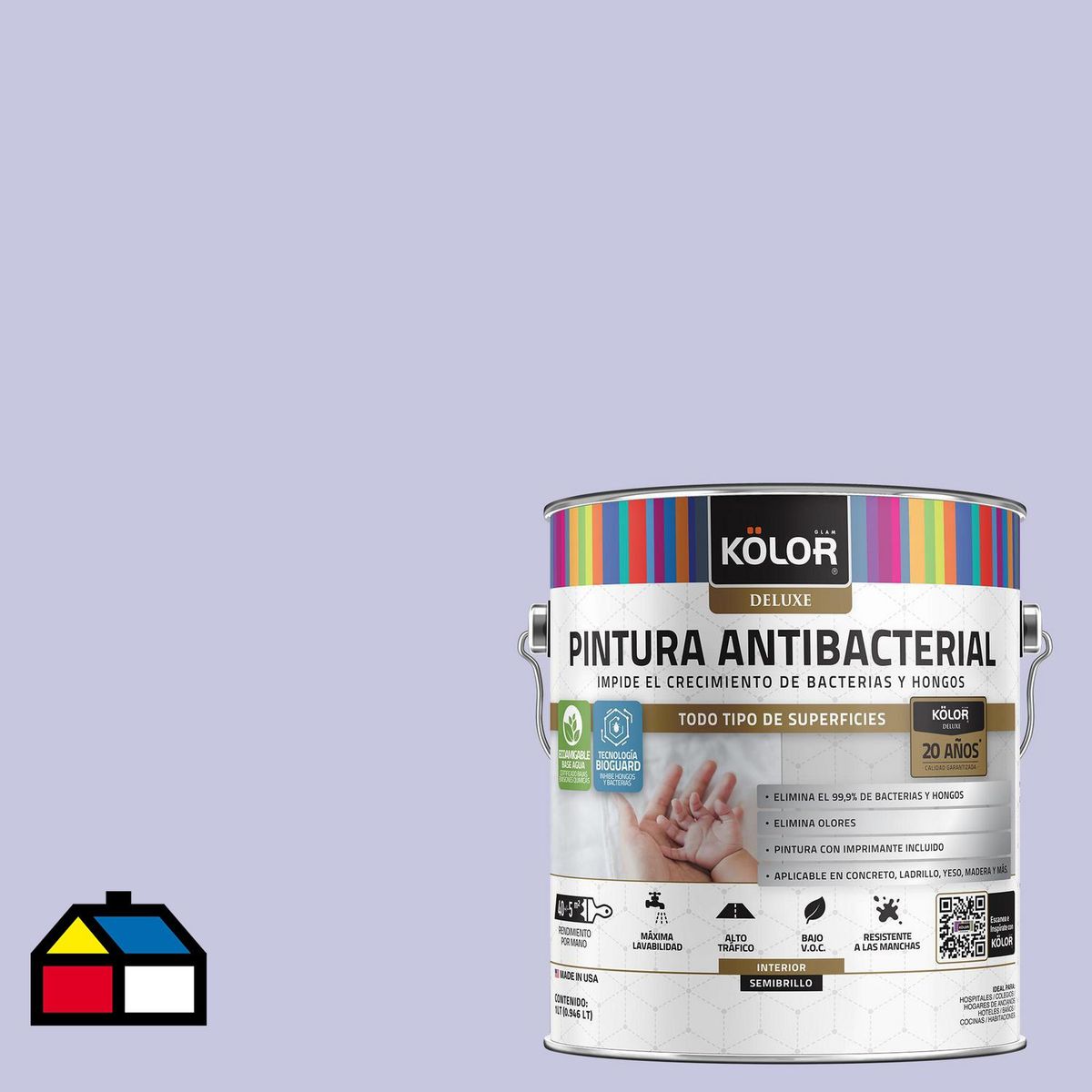 KOLOR - Pintura Antimicrobiana 1 galón(es) Semibrillante Púrpura Nome