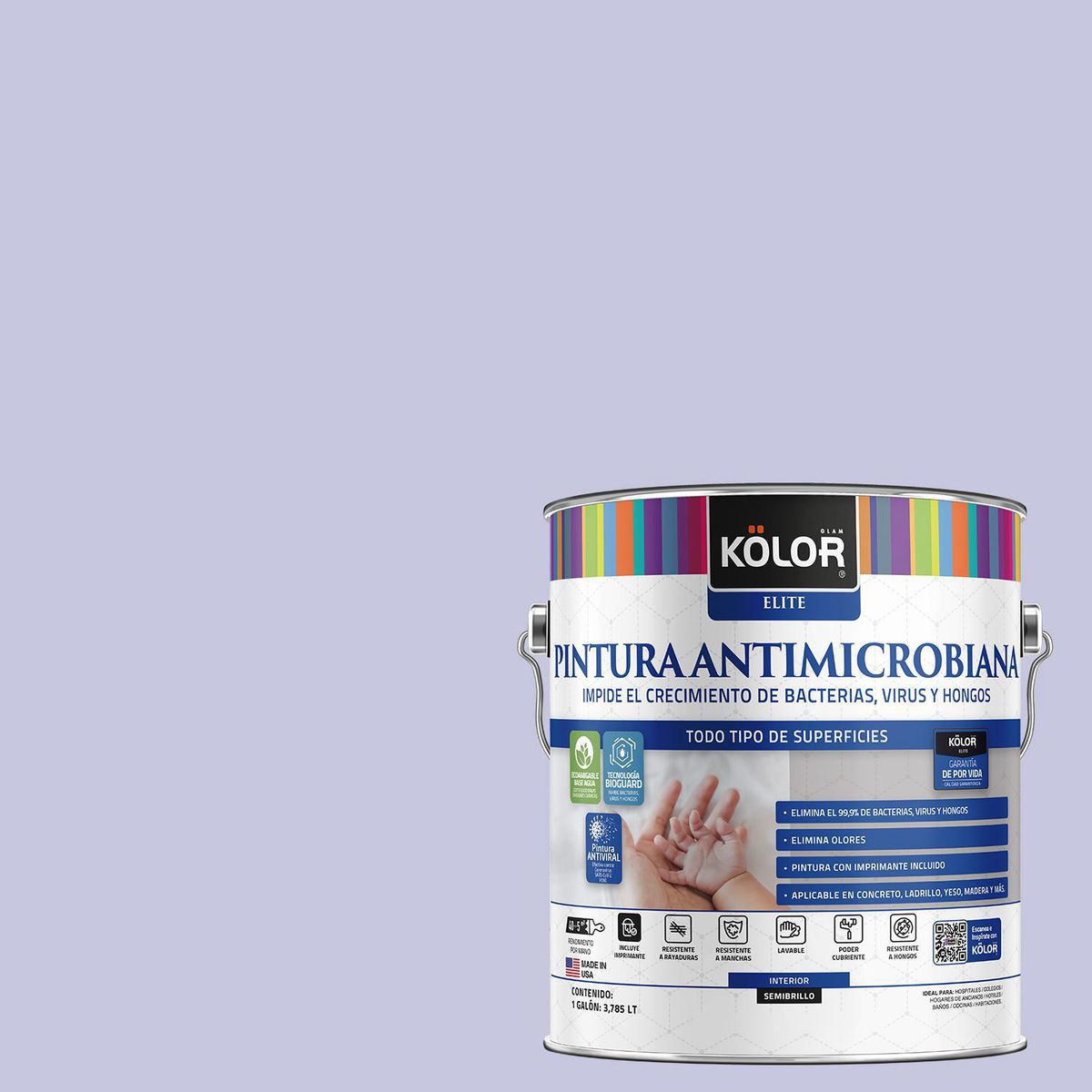 KOLOR - Pintura Antimicrobiana 1 galón(es) Semibrillante Púrpura Nome