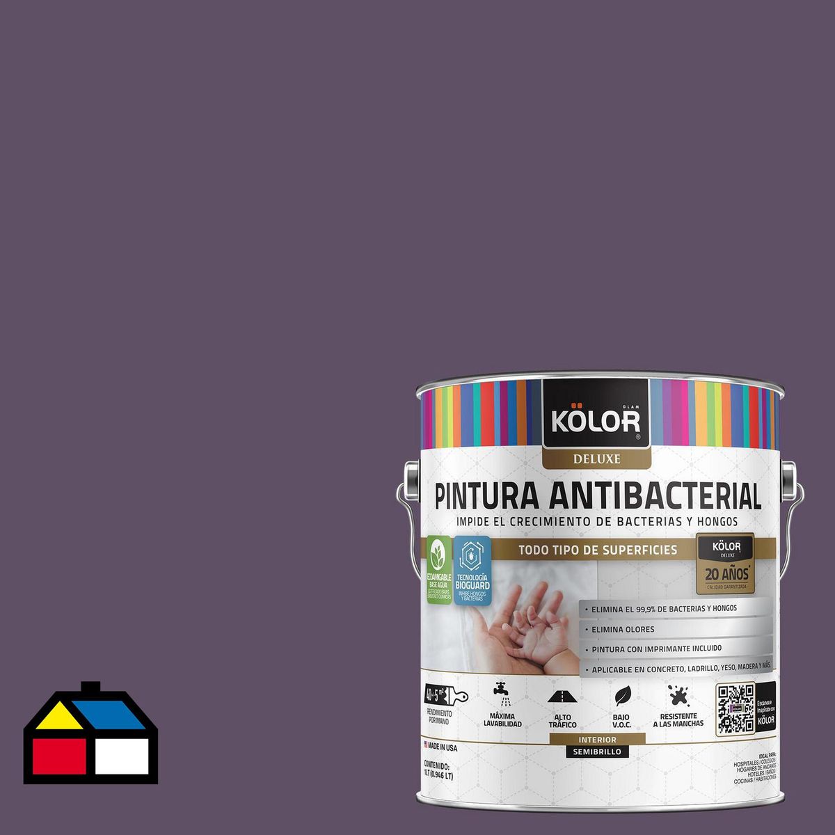 KOLOR - Pintura Antimicrobiana 1 galón(es) Semibrillante Púrpura Mud Bay
