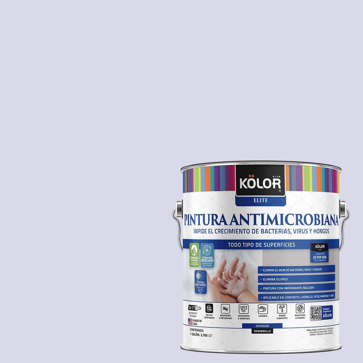 KOLOR - Pintura Antimicrobiana 1 galón(es) Semibrillante Púrpura Kobuk