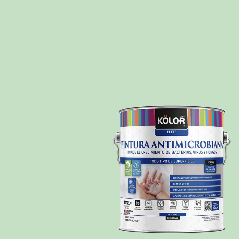 KOLOR - Pintura Antimicrobiana Semibrillante 1 galón(es) Verde Nagano 