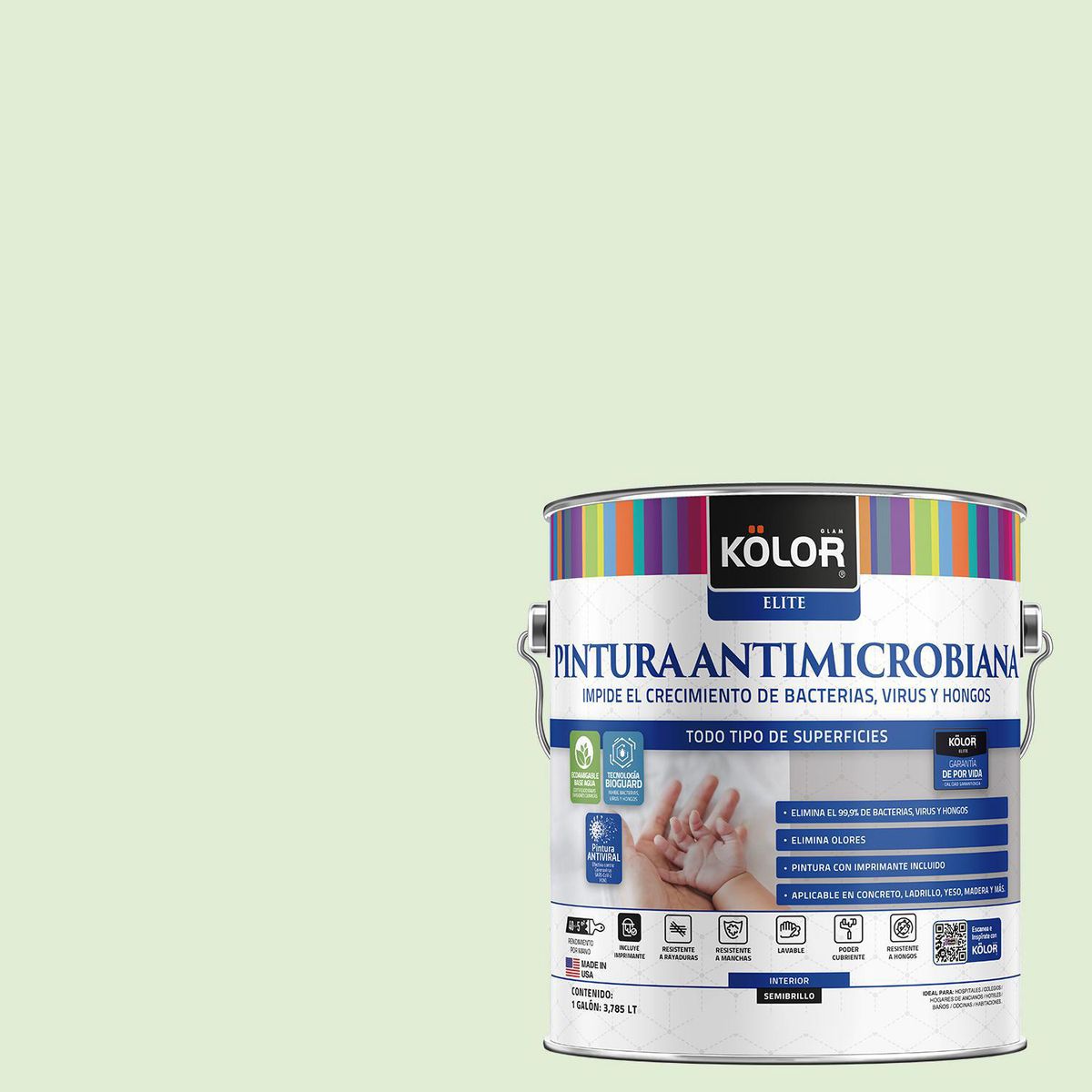 KOLOR - Pintura Antimicrobiana 1 galón(es) Semibrillante Verde Donastia