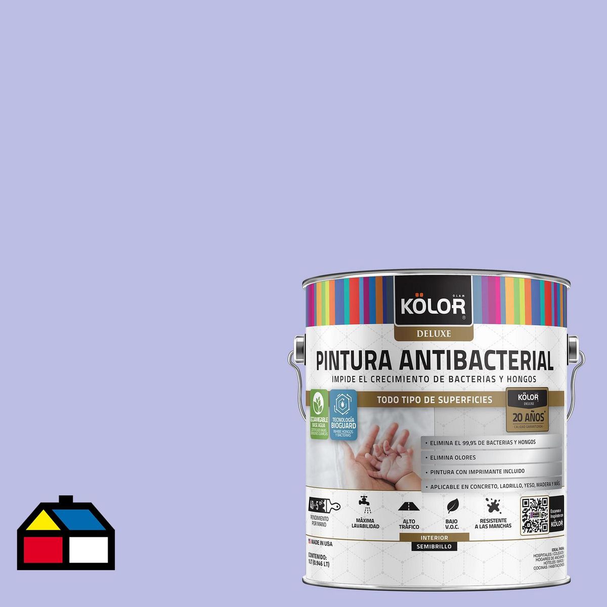KOLOR - Pintura Antimicrobiana 1 galón(es) Semibrillante Púrpura Kita