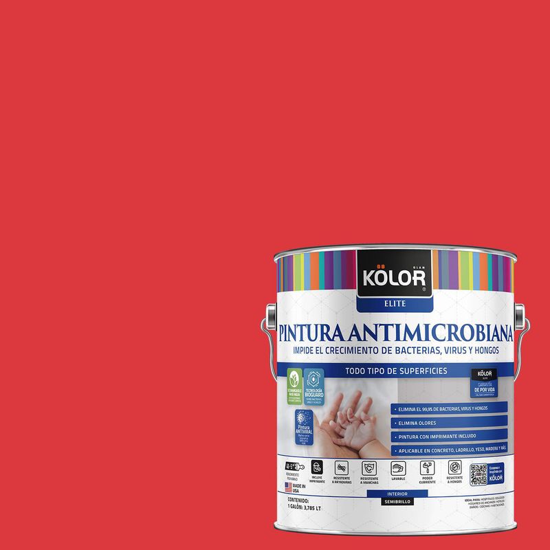 KOLOR - Pintura Antimicrobiana Semibrillante 1 galón(es) Rojo Santander
