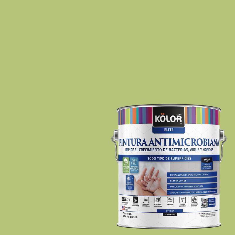 KOLOR - Pintura Antimicrobiana Semibrillante 1 galón(es) Verde Lleida