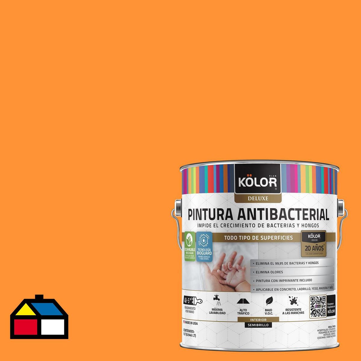 KOLOR - Pintura Antimicrobiana 1 galón(es) Semibrillante Naranjo Burgos