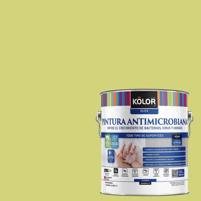 KOLOR - Pintura Antimicrobiana Semibrillante 1 galón(es) Verde Chiba 