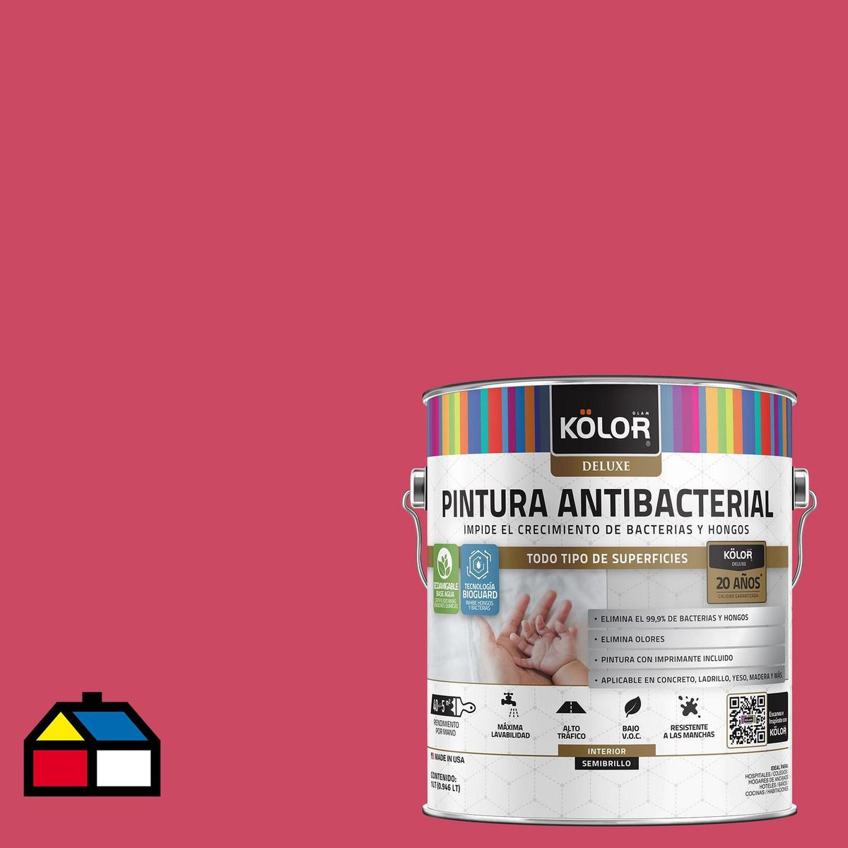 KOLOR - Pintura Antimicrobiana 1 galón(es) Semibrillante Fucsia Metz