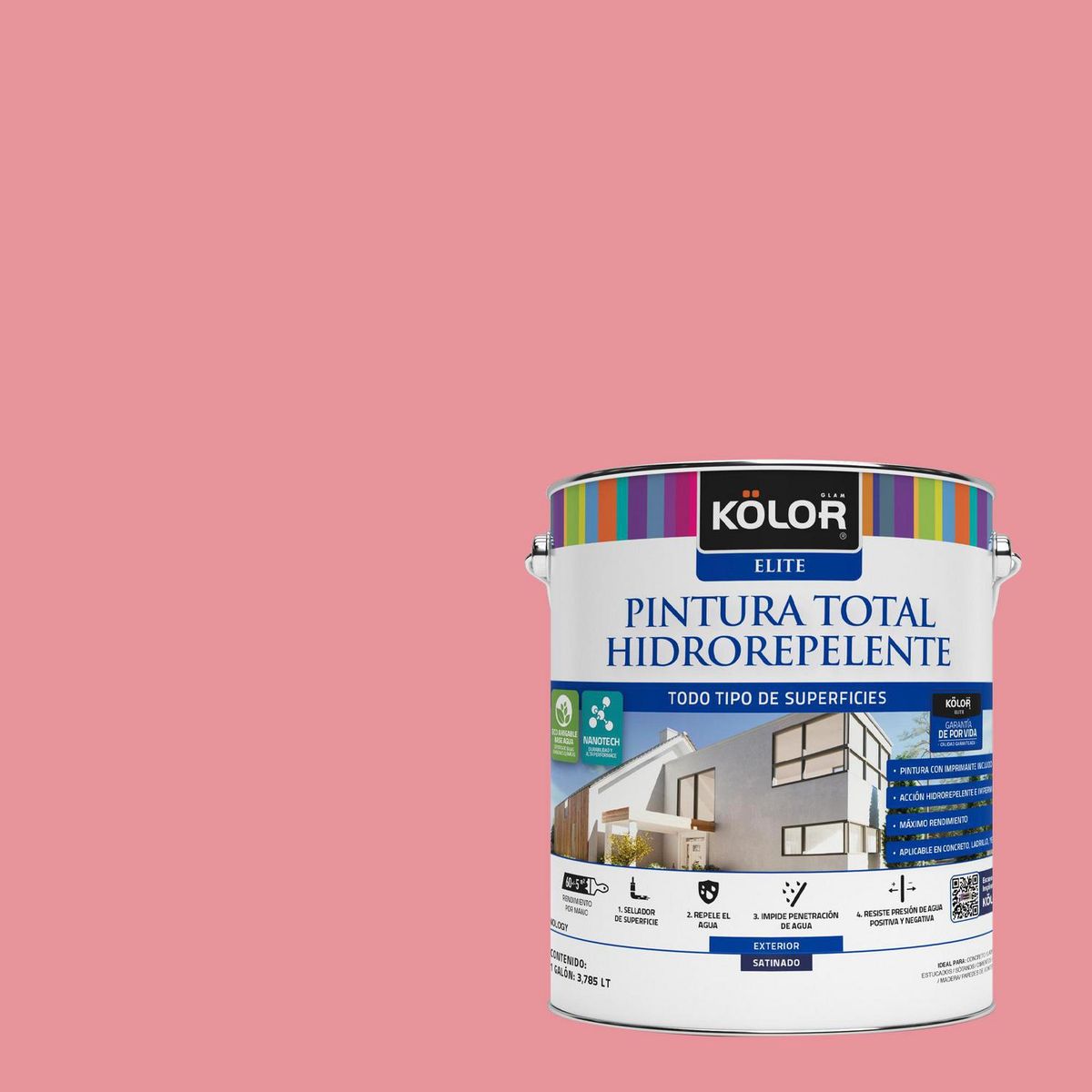 KOLOR - Pintura Hidrorepelente Satinado 1 galón(es) Rosado Guria 