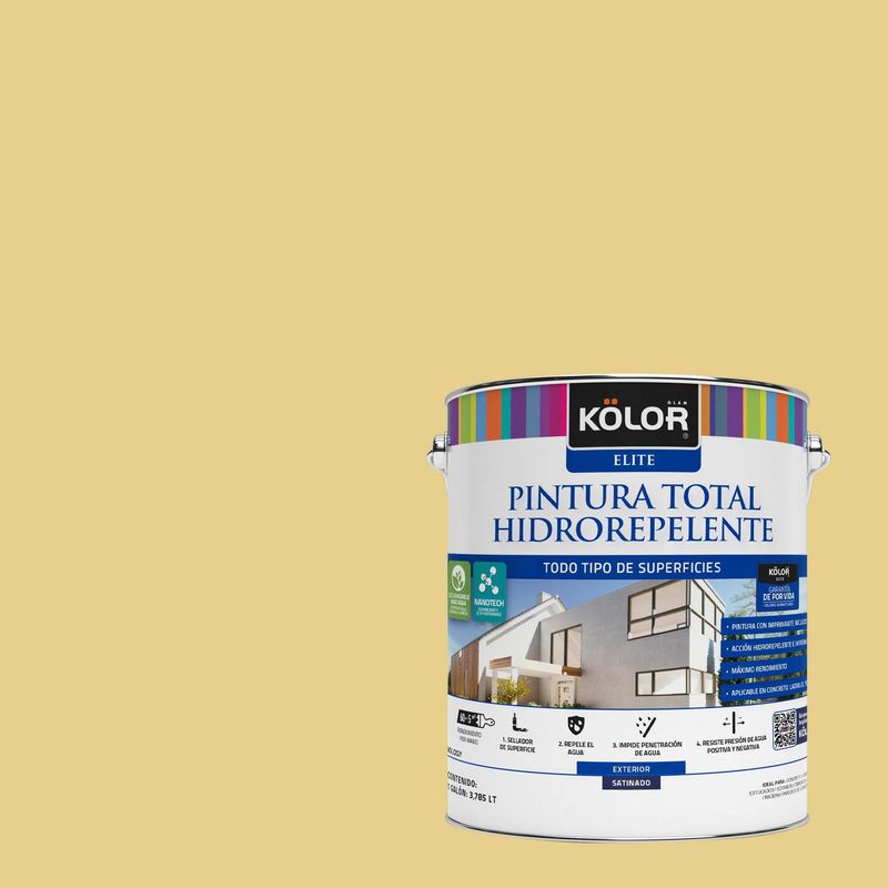 KOLOR - Pintura Hidrorepelente Satinado 1 galón(es) Naranjo Ayutaya