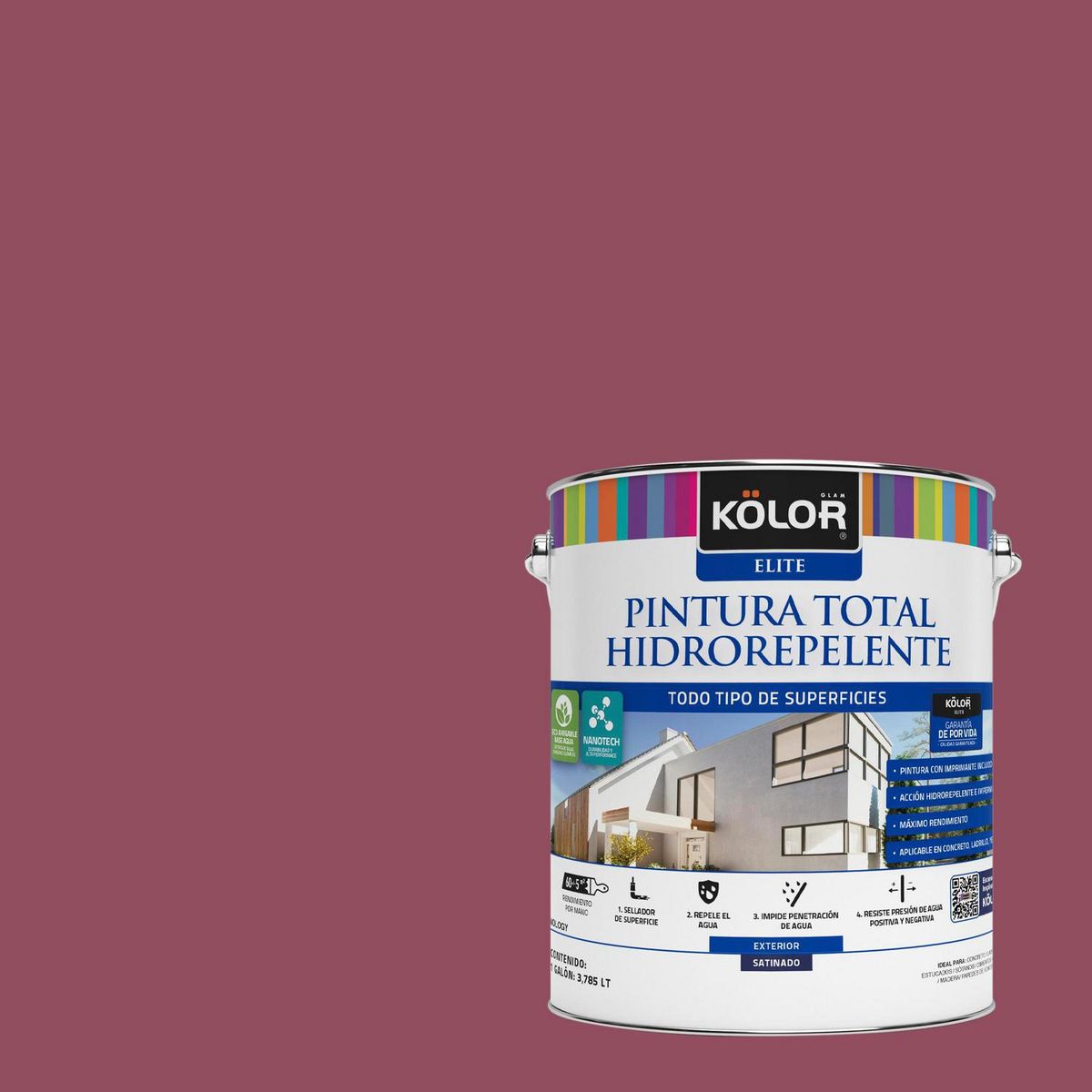 KOLOR - Pintura Hidrorepelente 1 galón(es) Satinado Fucsia Fatalung