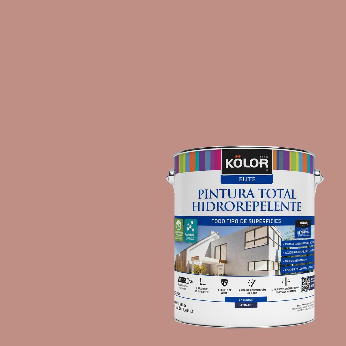 KOLOR - Pintura Hidrorepelente 1 galón(es) Satinado Rosado Namibia