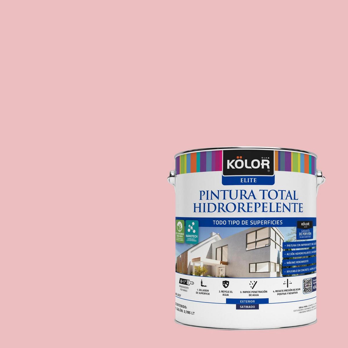 KOLOR - Pintura Hidrorepelente Satinado 1 galón(es) Rosado Abra 