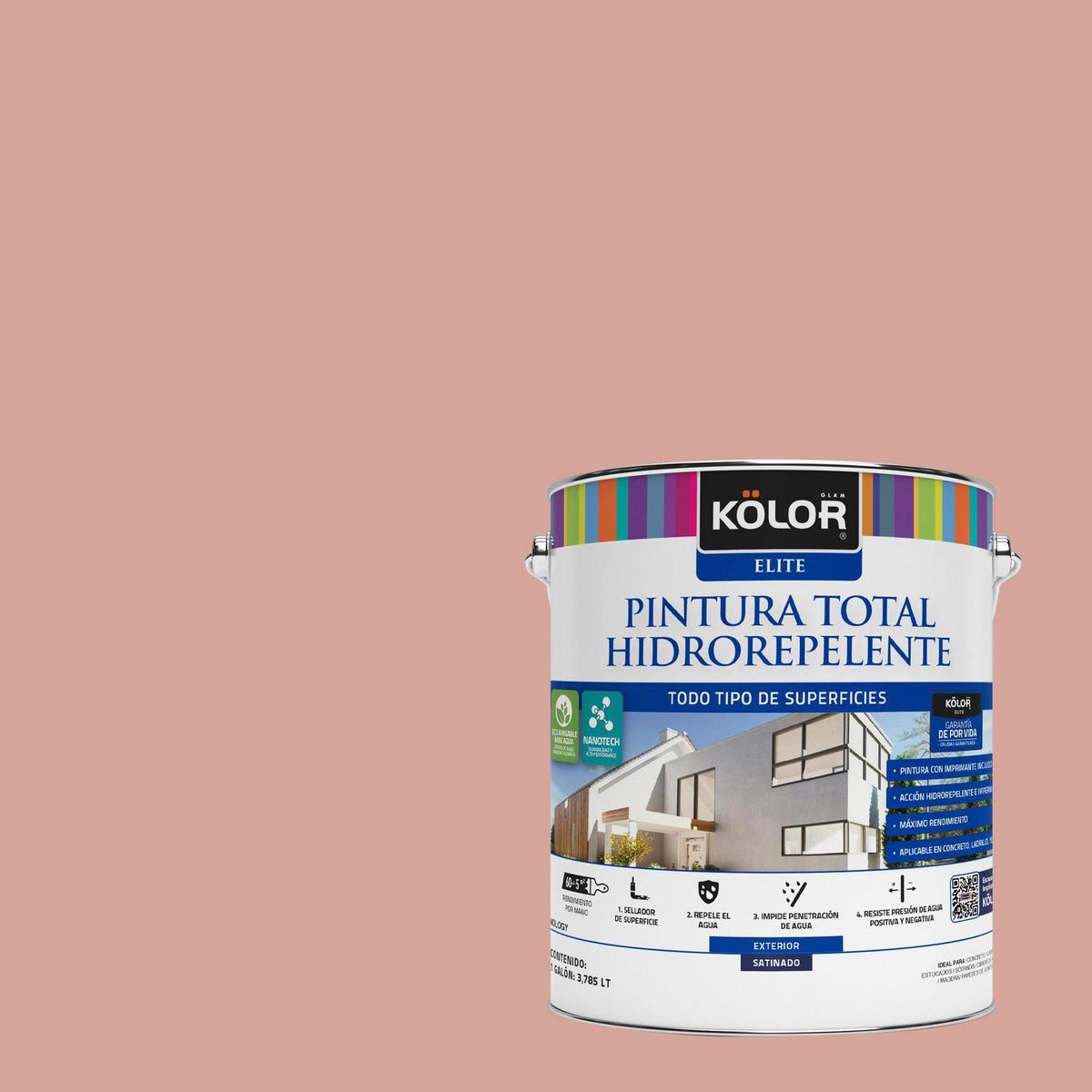 KOLOR - Pintura Hidrorepelente 1 galón(es) Satinado Rosado Tabriz