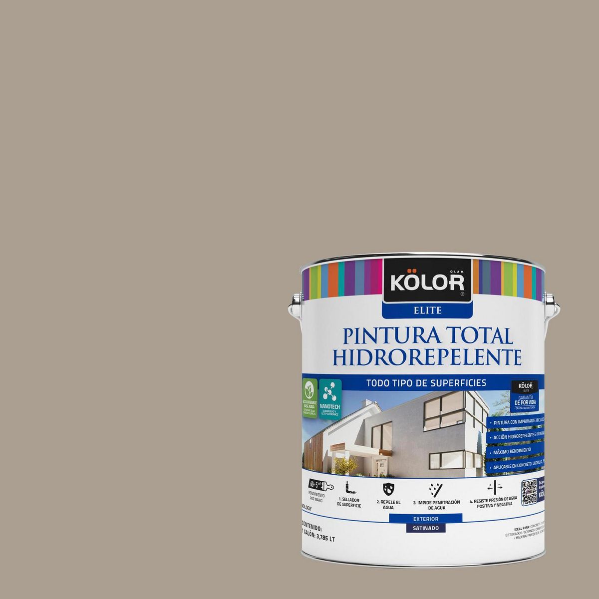 KOLOR - Pintura Hidrorepelente 1 galón(es) Satinado Gris Cameroon