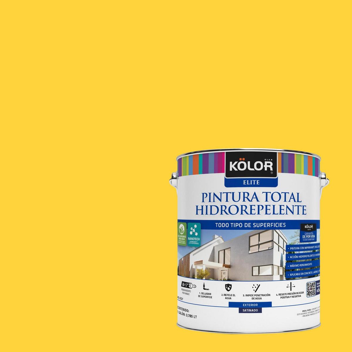 KOLOR - Pintura Hidrorepelente 1 galón(es) Satinado Amarillo Kitwe