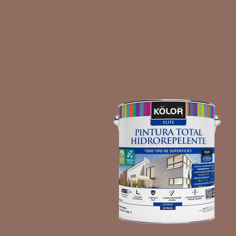 KOLOR - Pintura Hidrorepelente Satinado 1 galón(es) Café Senegal
