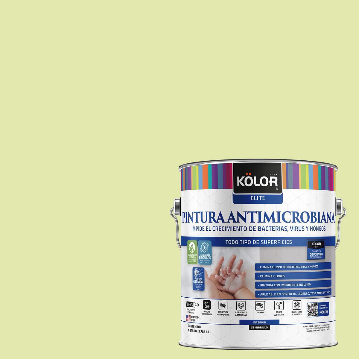 KOLOR - Pintura Antimicrobiana 1 galón(es) Semibrillante Verde Iloilo