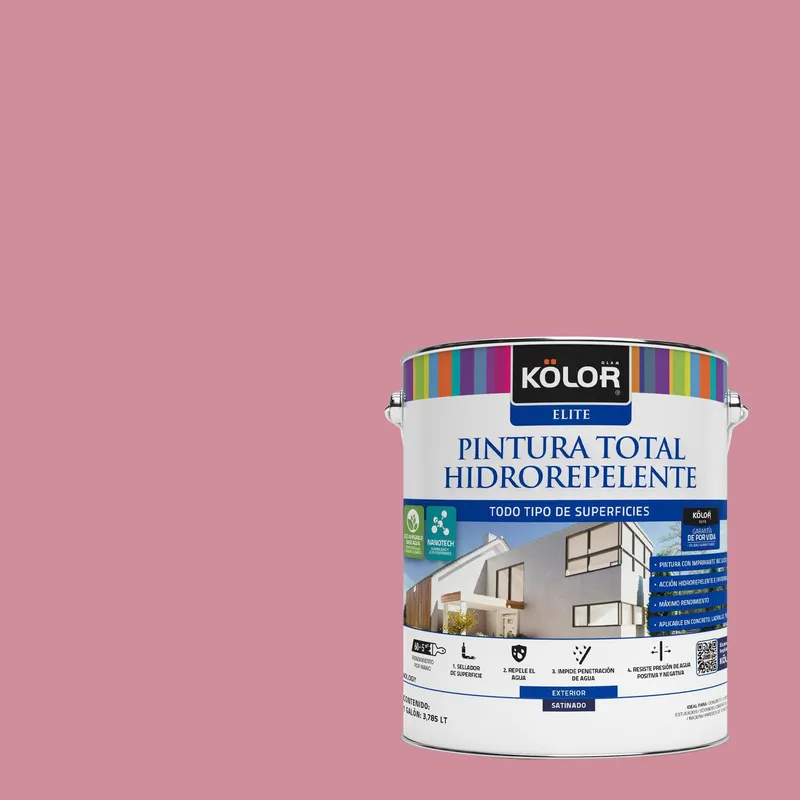 KOLOR - Pintura Hidrorepelente Satinado 1 galón(es) Rosado Esfahan 