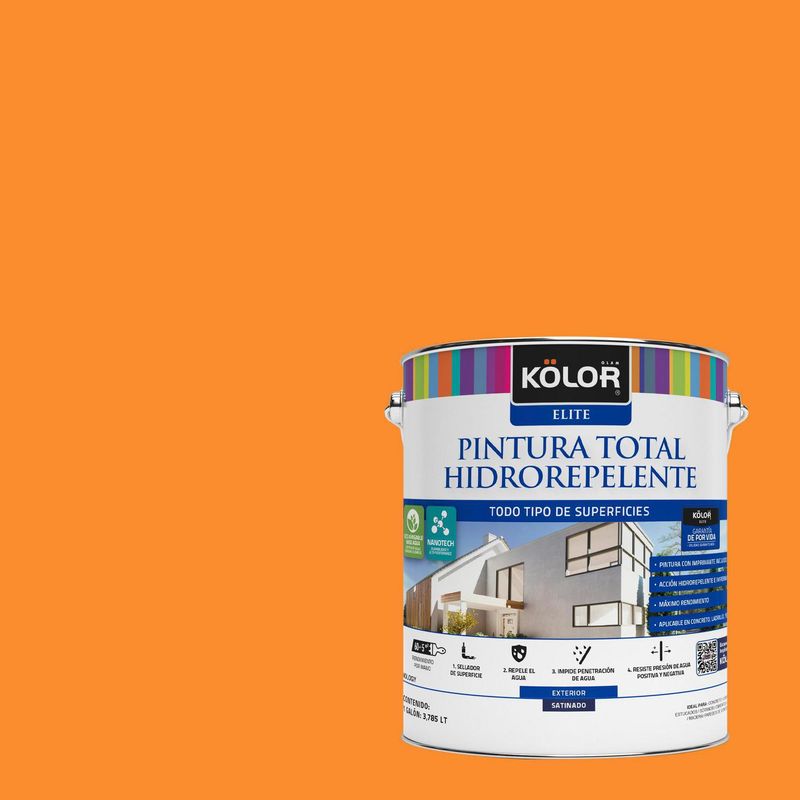 KOLOR - Pintura Hidrorepelente Satinado 1 galón(es) Naranjo Licata 
