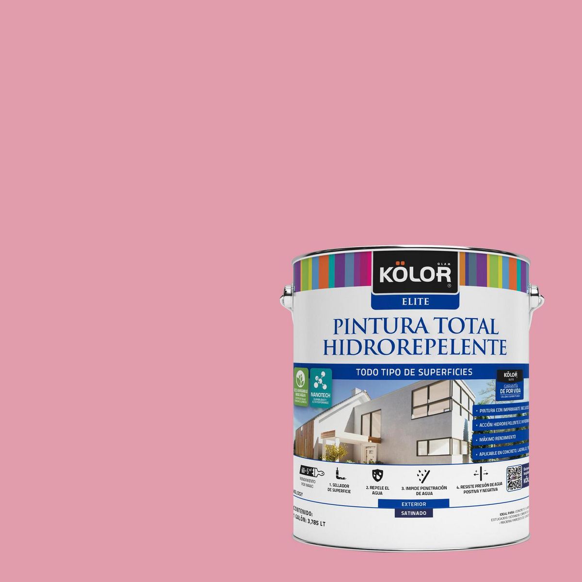 KOLOR - Pintura Hidrorepelente Satinado 1 galón(es) Rosado Sopron 