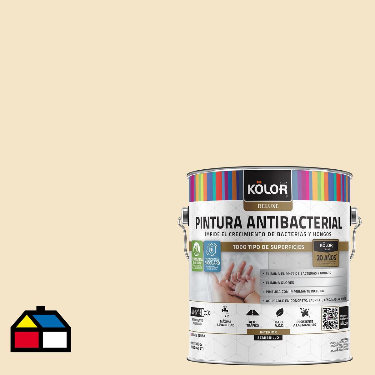 KOLOR - Pintura Antibacterial 1 galón(es) Semibrillante Beige Bruneck