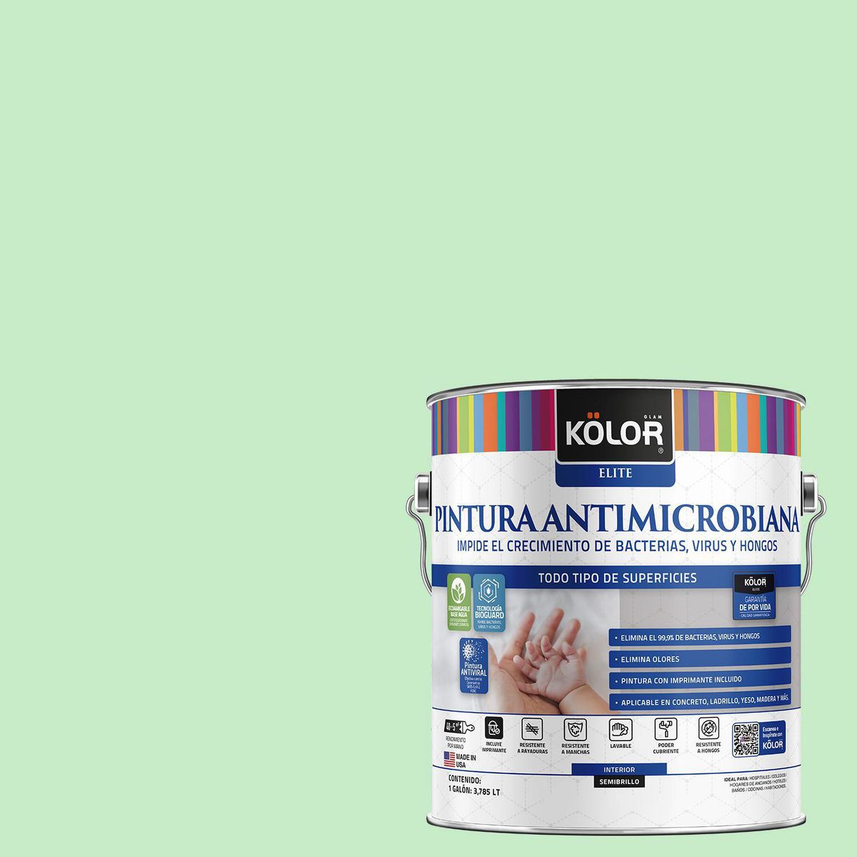 KOLOR - Pintura Antibacterial 1 galón(es) Semibrillante Verde Kotaik