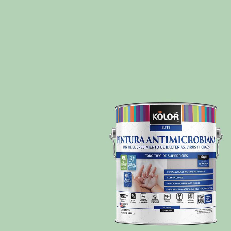 KOLOR - Pintura Antibacterial Semibrillante 1 galón(es) Verde Ordino