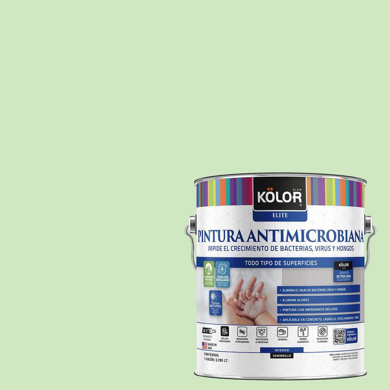 KOLOR - Pintura Antibacterial Semibrillante 1 galón(es) Verde Nora