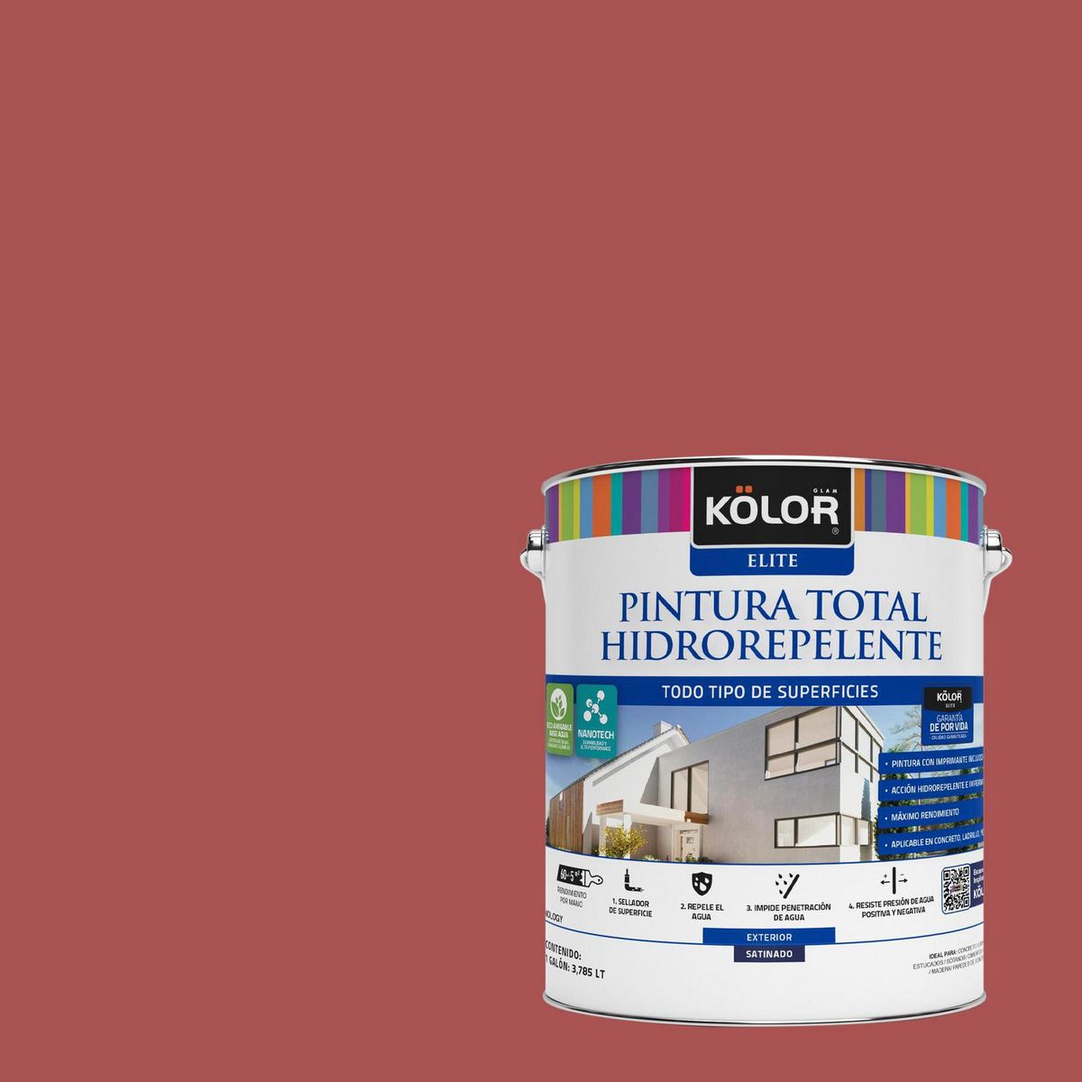 KOLOR - Pintura Hidrorepelente Satinado 1 galón(es) Rojo Kajeti 