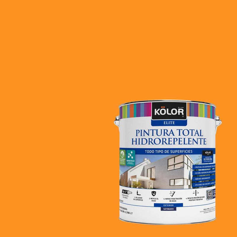 KOLOR - Pintura Hidrorepelente Satinado 1 galón(es) Naranjo Trabzon