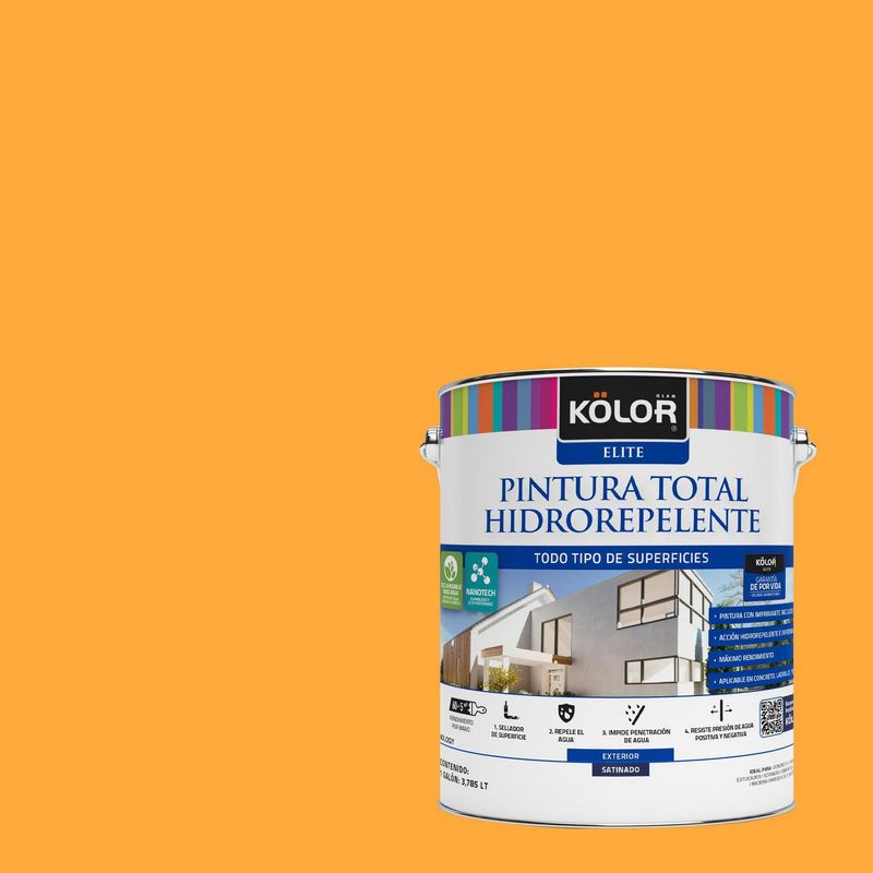 KOLOR - Pintura Hidrorepelente Satinado 1 galón(es) Naranjo Benguet 
