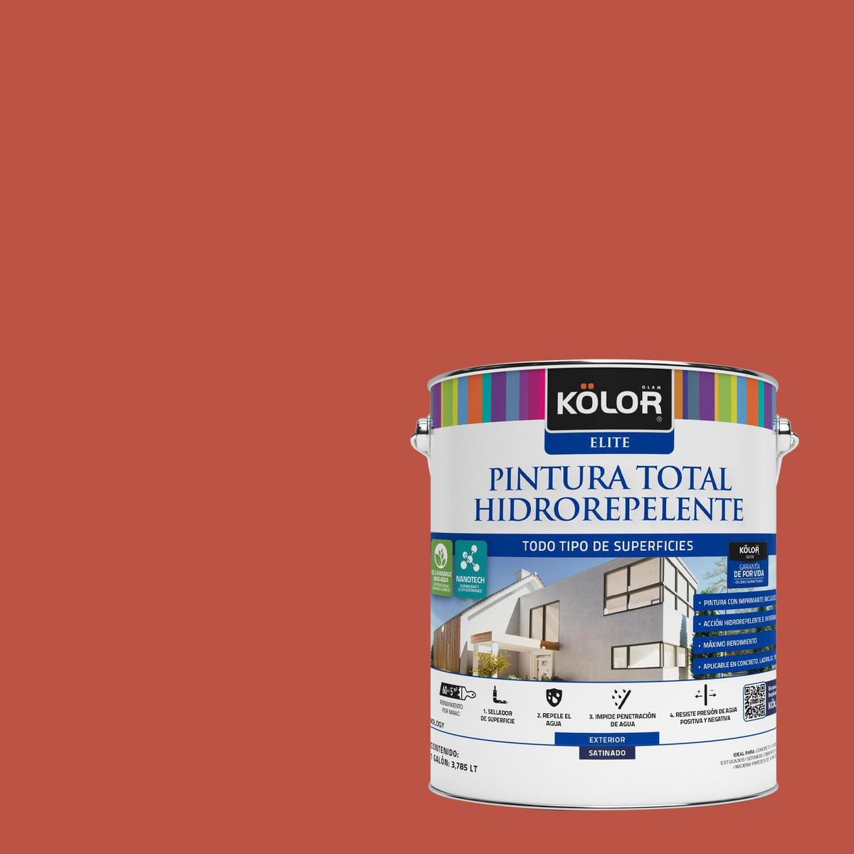 KOLOR - Pintura Hidrorepelente Satinado 1 galón(es) Rojo Belluno 