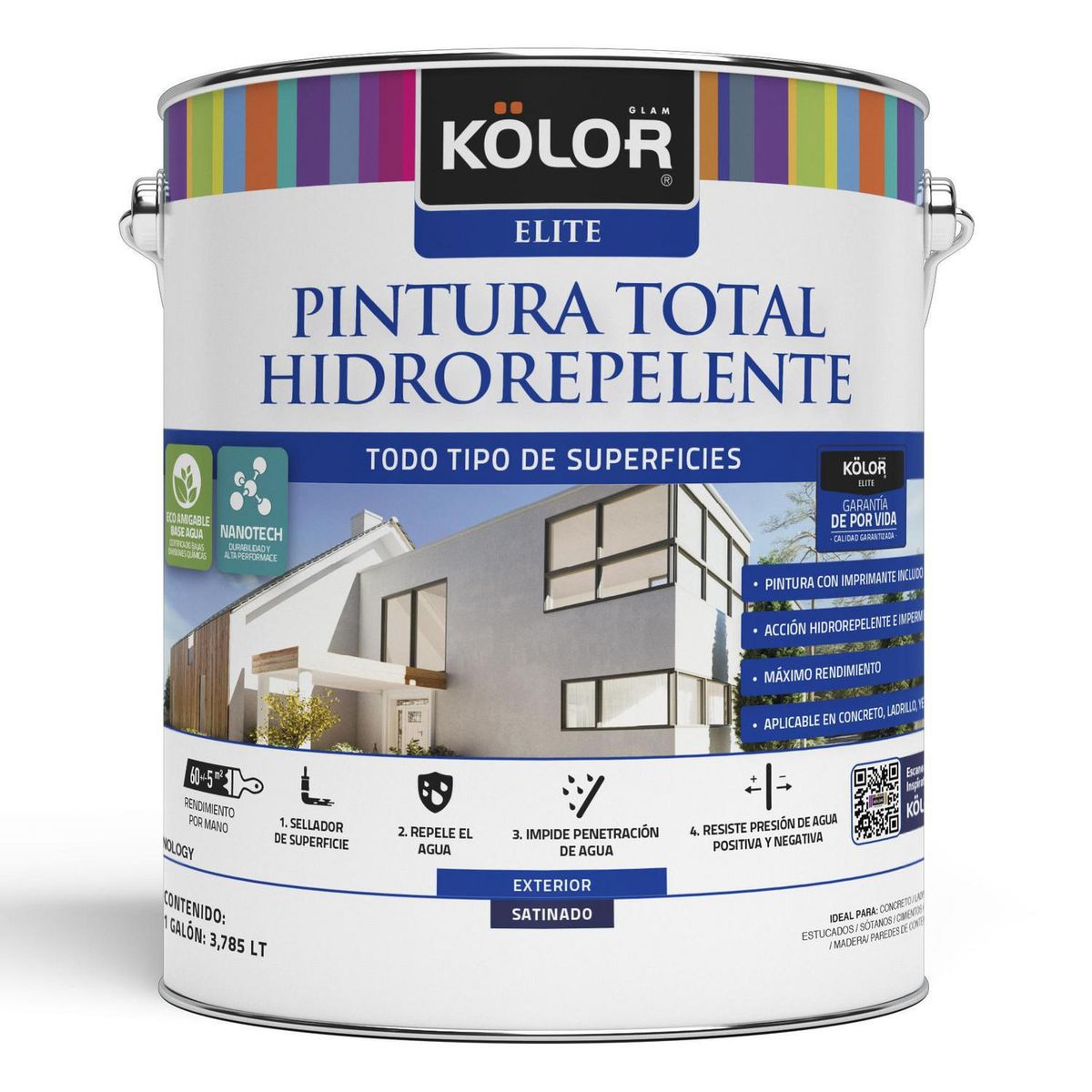 KOLOR - Pintura Hidrorepelente 1 galón(es) Satinado Naranjo Mito