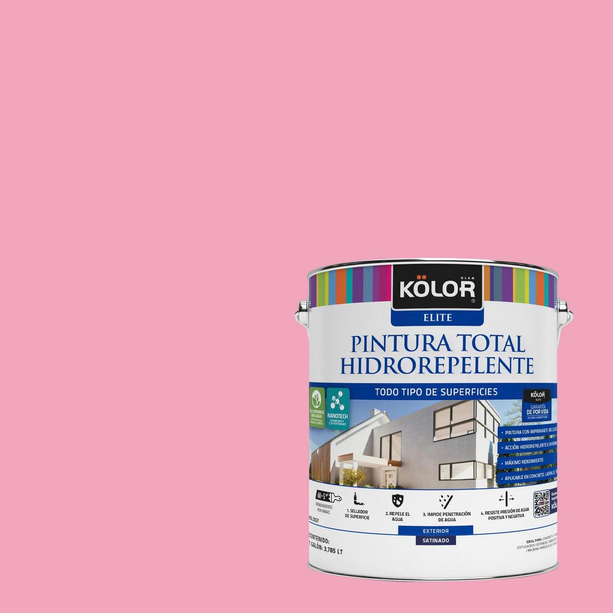 KOLOR - Pintura Hidrorepelente 1 galón(es) Satinado Rosado Patani