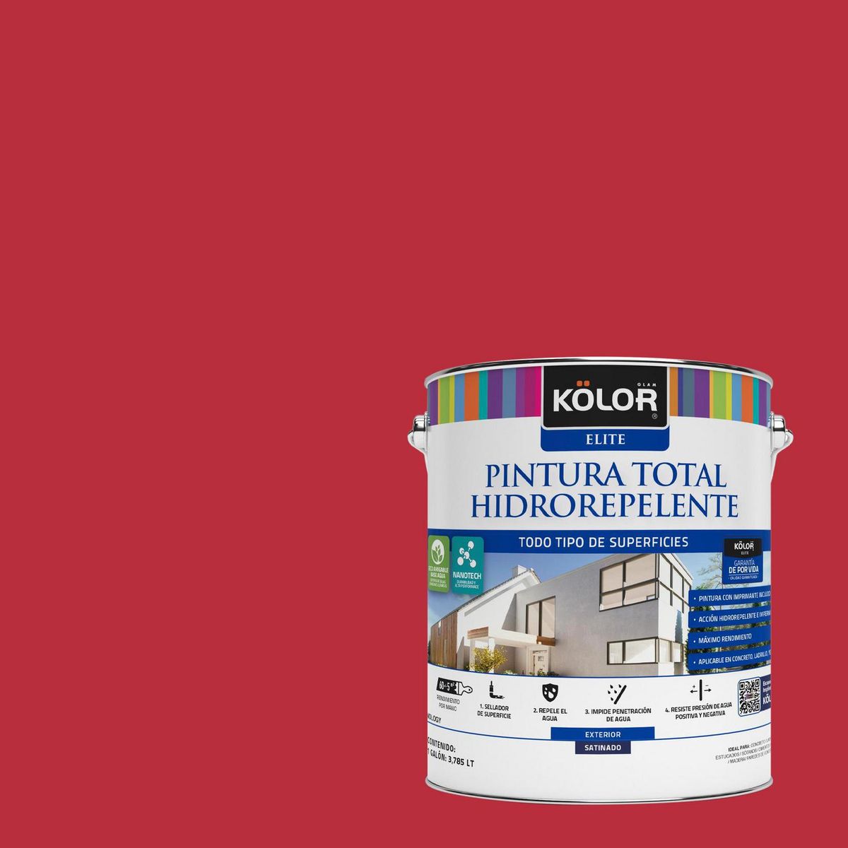 KOLOR - Pintura Hidrorepelente Satinado 1 galón(es) Rojo Ardabil 