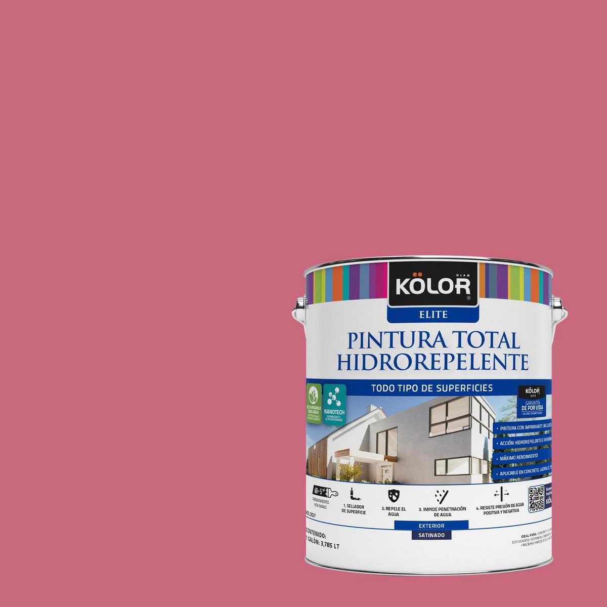 KOLOR - Pintura Hidrorepelente Satinado 1 galón(es) Rosado Bukan 