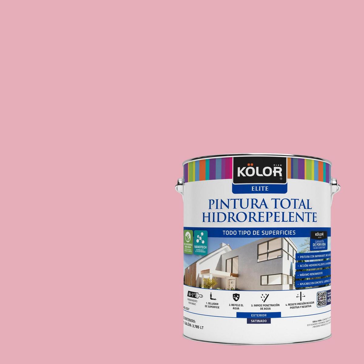 KOLOR - Pintura Hidrorepelente 1 galón(es) Satinado Rosado Yamagata
