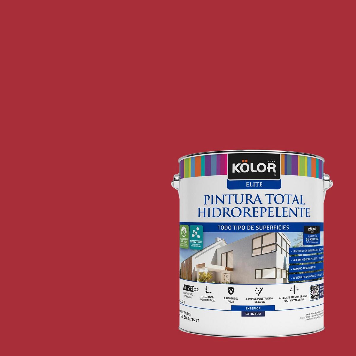 KOLOR - Pintura Hidrorepelente Satinado 1 galón(es) Rojo Gabón 