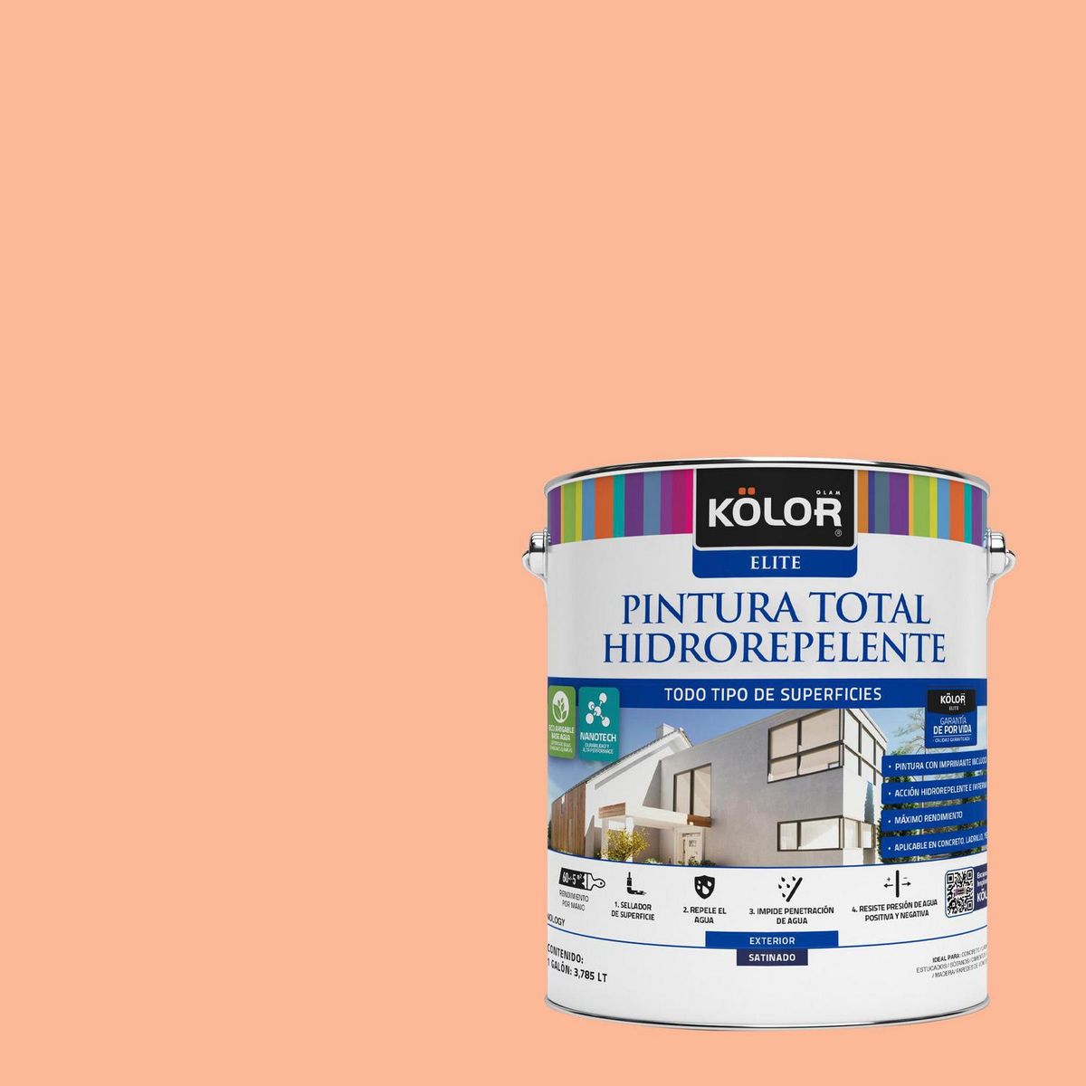 KOLOR - Pintura Hidrorepelente Satinado 1 galón(es) Naranjo Brindisi 