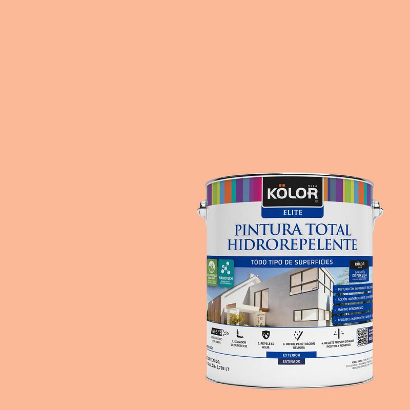 KOLOR - Pintura Hidrorepelente Satinado 1 galón(es) Naranjo Brindisi