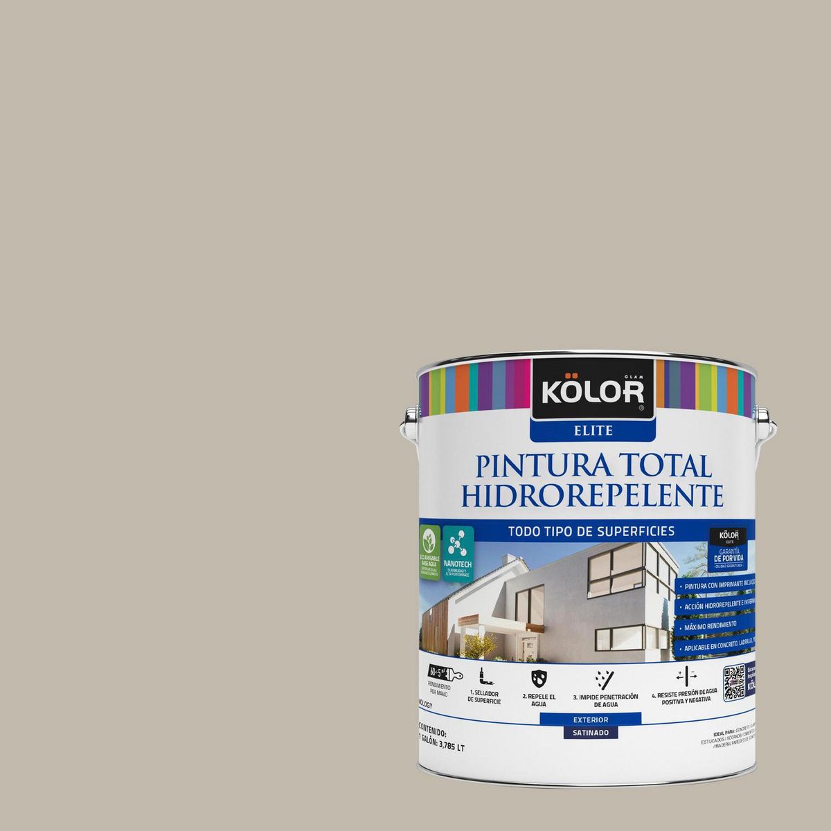 KOLOR - Pintura Hidrorepelente Satinado 1 galón(es) Gris Brummana 