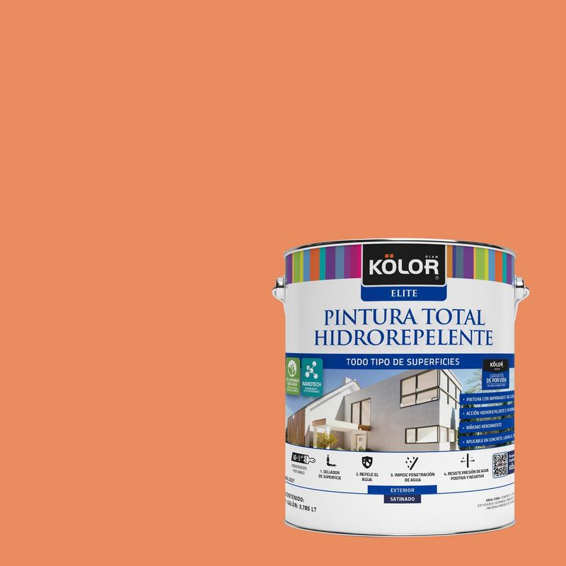 KOLOR - Pintura Hidrorepelente Satinado 1 galón(es) Naranjo Zimbabwe 