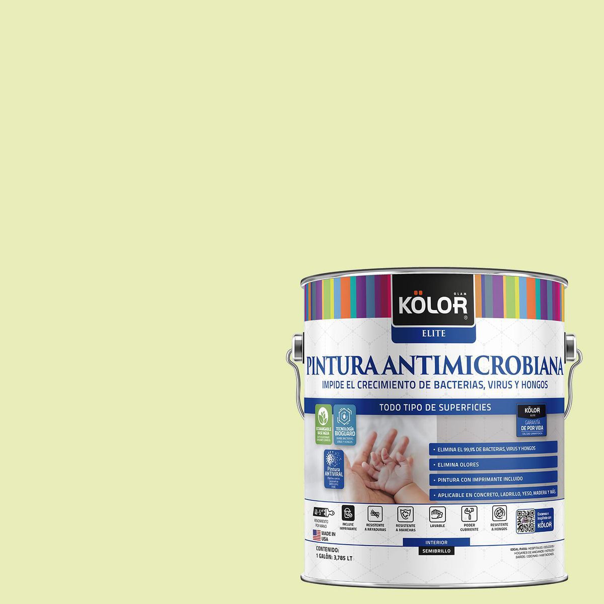 KOLOR - Pintura Antimicrobiana 1 galón(es) Semibrillante Verde Winnipeg