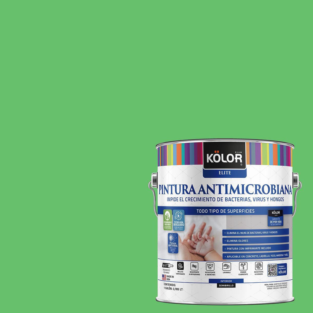 KOLOR - Pintura Antimicrobiana 1 galón(es) Semibrillante Verde Yokasuka