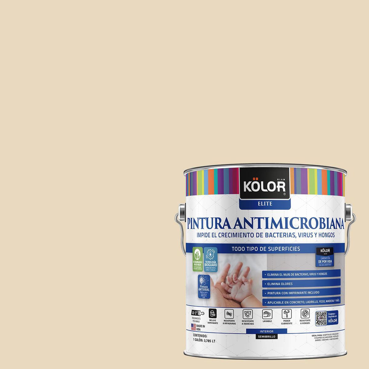 KOLOR - Pintura Antibacterial Semibrillante 1 galón(es) Naranjo Castrocaro