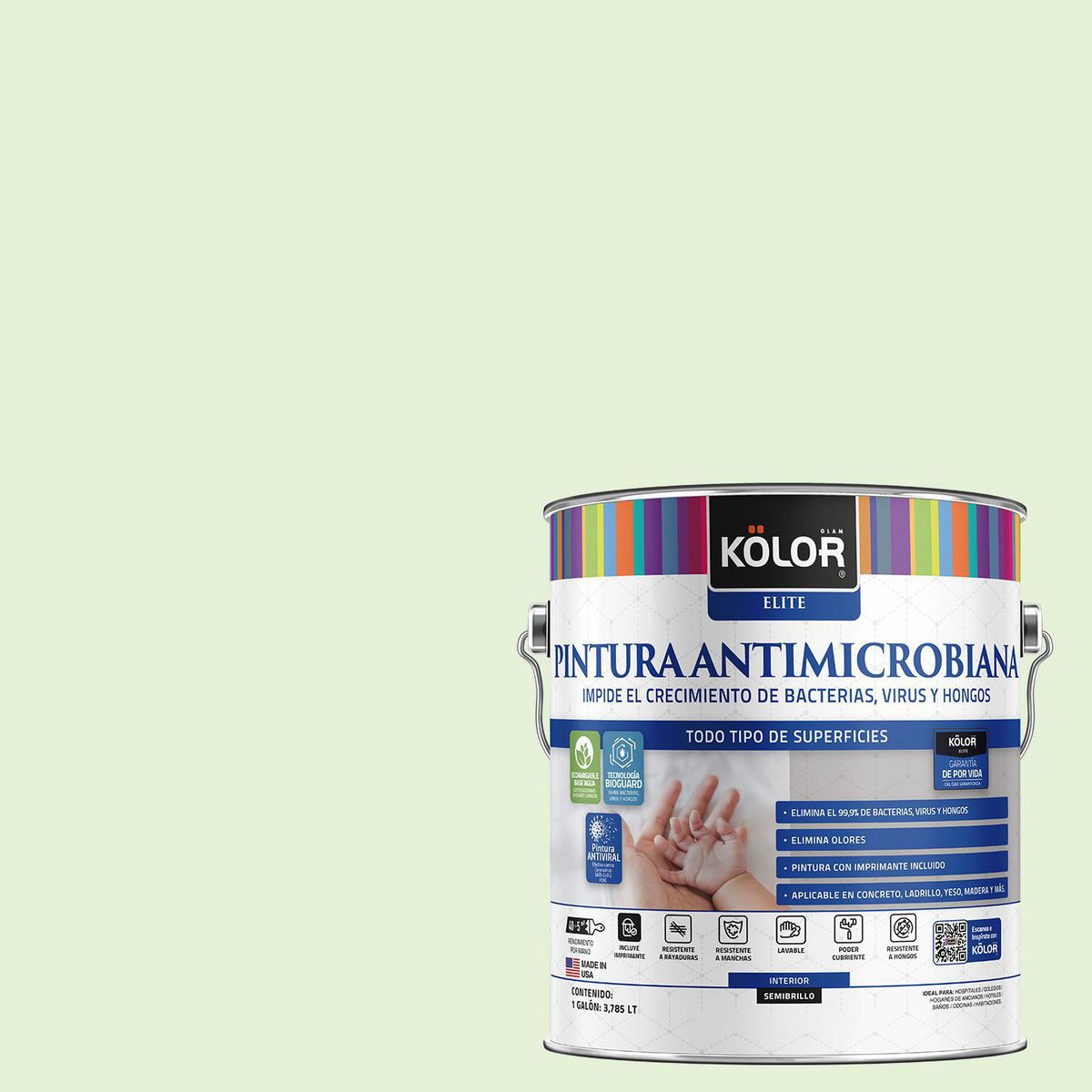 KOLOR - Pintura Antibacterial 1 galón(es) Semibrillante Verde Lago Ness